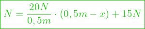  \boxed{N = \dfrac{20 N}{0,5m} \cdot (0,5m-x) +15 N}