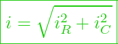  \boxed{ i = \sqrt{i_R^2 + i_C^2}}