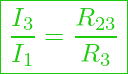  \boxed{ \frac{I_3}{I_1} = \frac{R_{23}}{R_3} }