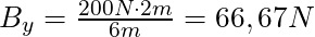B_y = \frac{200 N \cdot 2m}{6m} = 66,67 N