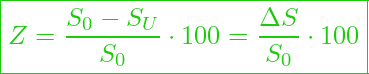  \boxed{ Z = \frac{S_0 - S_U}{S_0} \cdot 100 = \frac{\Delta S}{S_0} \cdot 100 }