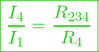  \boxed{ \frac{I_4}{I_1} = \frac{R_{234}}{R_4} }
