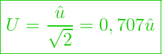 \boxed{U = \frac{\hat{u}}{\sqrt{2}} = 0,707 \hat{u}}