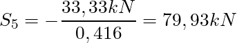 S_5 = -\dfrac{33,33 kN}{0,416} = 79,93 kN