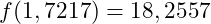 f(1,7217) = 18,2557