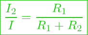  \boxed{ \frac{I_2}{I} = \frac{R_1}{R_1 + R_2} }