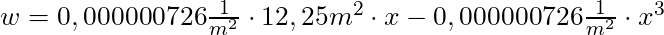 w = 0,000000726 \frac{1}{m^2} \cdot 12,25m^2  \cdot x - 0,000000726 \frac{1}{m^2} \cdot x^3