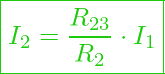  \boxed{ I_2 = \frac{R_{23}}{R_2} \cdot I_1 }