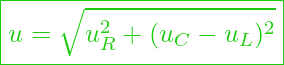  \boxed{ u =\sqrt{u_R^2 + (u_C - u_L)^2} }