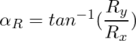 \alpha_R = tan^{-1}(\dfrac{R_y}{R_x})