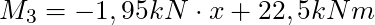 M_3 = -1,95 kN \cdot x + 22,5 kNm
