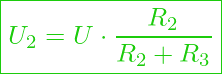  \boxed{U_2 = U \cdot \frac{R_2}{R_2 + R_3} }