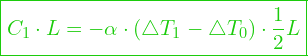  \boxed{C_1 \cdot L =  -\alpha \cdot (\triangle T_1 - \triangle T_0)  \cdot \frac{1}{2} L }