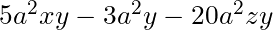 5a^2xy - 3a^2y - 20a^2zy