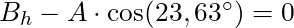 B_h - A \cdot \cos(23,63^\circ) = 0