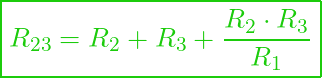  \boxed{R_{23} = R_2 + R_3 + \frac{R_2 \cdot R_3}{R_1} }