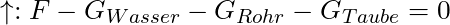 \uparrow : F - G_{Wasser} - G_{Rohr} - G_{Taube} = 0
