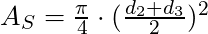 A_S = \frac{\pi}{4} \cdot (\frac{d_2 + d_3}{2})^2