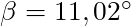 \beta = 11,02^\circ