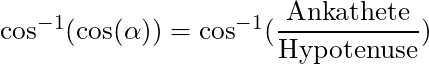 \cos^{-1} (\cos(\alpha)) = \cos^{-1} (\dfrac{\text{Ankathete}}{\text{Hypotenuse}})