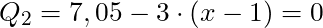 Q_2 = 7,05 - 3 \cdot (x-1) = 0