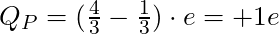 Q_P = (\frac{4}{3} - \frac{1}{3}) \cdot e = + 1 e