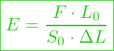  \boxed{ E = \frac{F \cdot L_0}{S_0 \cdot \Delta L} }