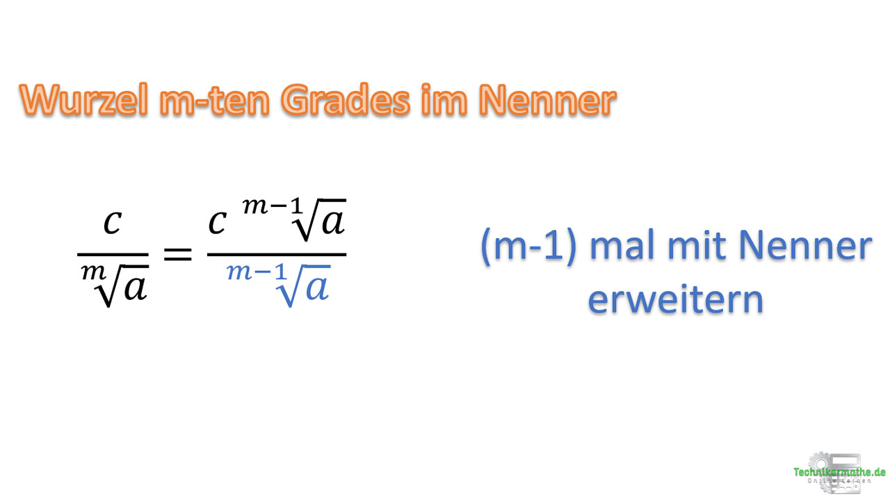 Nenner rational machen, Wurzel