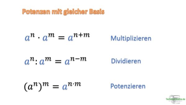 Potenzen Multiplizieren Unterschiedliche Basis Und Exponent technikermathe.de