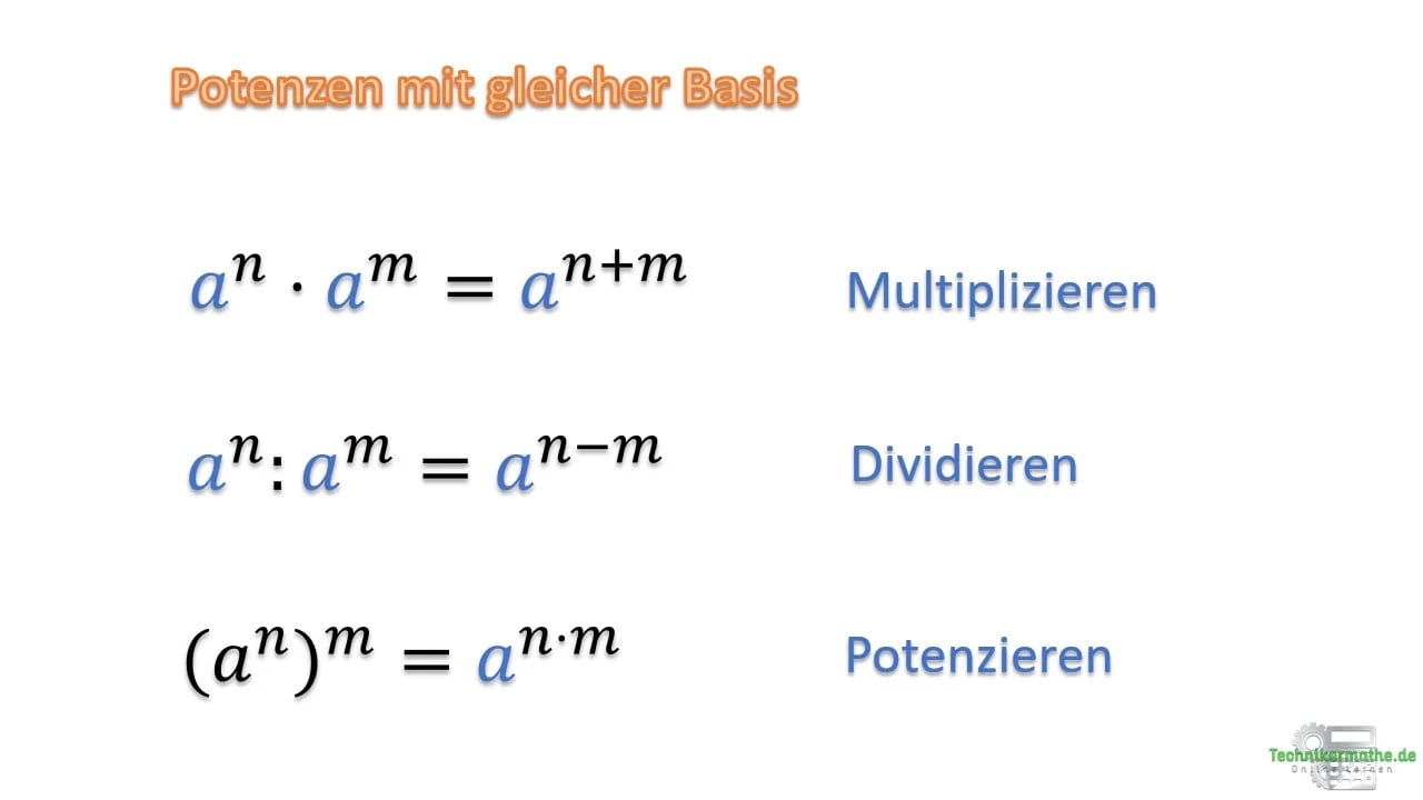 Potenzen Addieren Mit Gleicher Basis