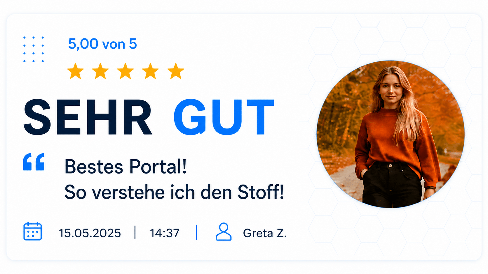 bewertung, sehr gut